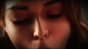 Hot redhead girl sucks her man's cock and gets her mouth cummed (Full game in bio)