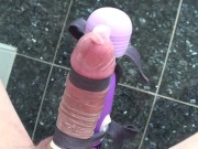 HITACHI VIBRATOR HANDSFREE HFO CONDOM BIG COCK CUMSHOT - UNIQUE
