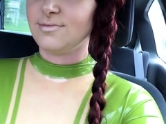 Latex slut solo anal masturbation