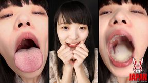 The dry mouth and tongue of Soyo Higashiyama in extreme close-up