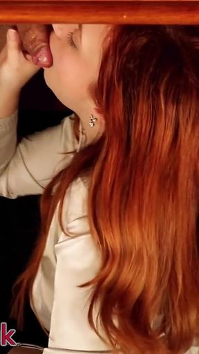 Office Secretary Sucks Anonymous Cock at the Milking Table