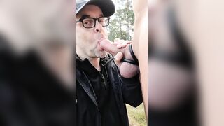 Swedish batty boy amateur fellates meaty spear outdoors