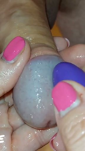 I Use My Vibrator On His Glans. It Makes His Legs Shake! FPOV. Female POV (Milking-time)   Clip 1