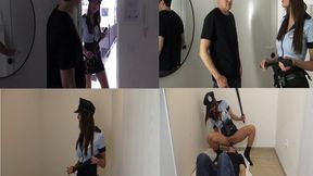 Aggressive Policewoman goes grazy!