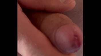 POV - Twink jerking with soft hairy flaccid cock till it geta hards