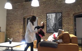 Two Girls Try on Plenty of Clothes with Lingerie and Skirts Also Pantyhose