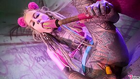 Extreme Solo Dp Session - Tattooed Goth Girl Anal And Pussy Toys