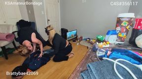 Ambushed by 2 girls hogtied and taunted