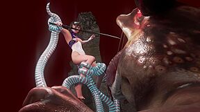 Ugly Giant Toad With Tentacles Fucked A Warrior Girl With A Sword