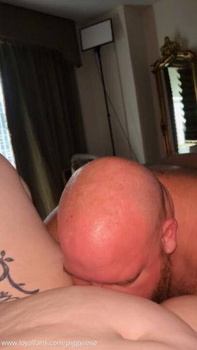 POV Part 1: Big Bear Eats and Fingers Piggy Rose Fat Pussy in Hotel Room 4K