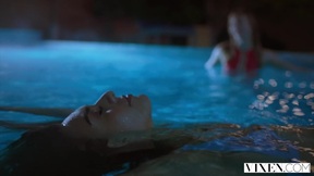 VIXEN Janice Griffith & Ivy Wolfe Sneak Into Backyard For Nighttime Pool