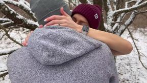 Public Snow Storm Double Creampie: Wife Takes Husband and Friend's Huge Loads
