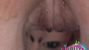 Two Lesbian showing natural tits and Popsicle lick pussy