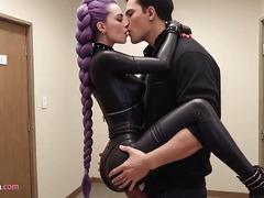 Purple-Haired Hottie Gets Anal Hammered by Fans While Big Boobs Sway-AI Sex