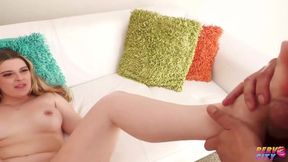 Curvy blonde PAWG Ivy Mayhem deepthroats big cock