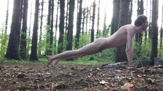 Highly lean teenage peels off himself on the forest and flashes off his bod while peeing