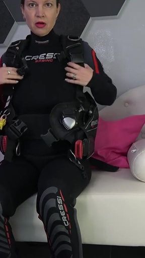 Fetish Clip Featuring a Wetsuit, Vest, Scuba Tank, and Toy