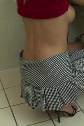 Barbi sucked by dick in the gas station restroom