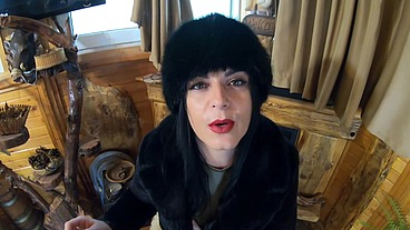MilfyCalla- Deep blow-job while wearing fur coat and shiny boots