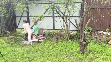 Russian girl Anastasia Mistress outdoor fuck slave Sasha Earth anal strapon