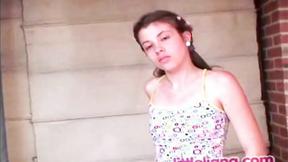 ”Little Liana show natural tits & rubbing snatch”