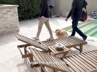 French mother I'd like to fuck banged by two workers - double facial!