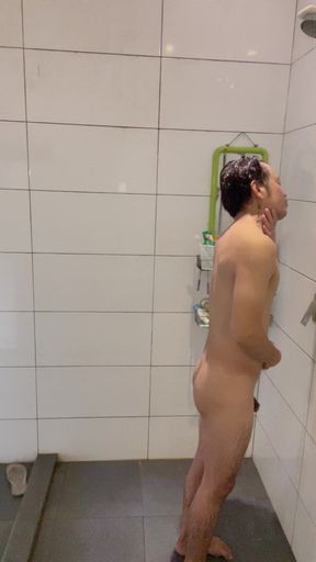 Gay masturbating in the neighbor's bathroom