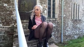 Collage girl flashing her dick