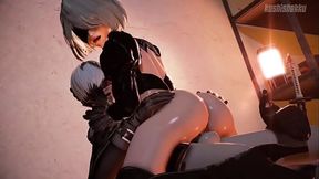 3D Anime Android 2B Fucks Hard in Nier Automata SFM Creations