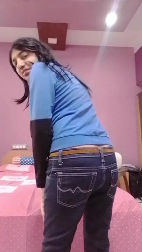 Cute sissy crossdresser femboy Sweet Lollipop in her sweet bedroom.