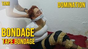 Man gags and ties a woman with a lot of tape (4)