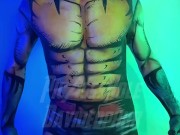 Wolverine swinging his uncut hairy dick
