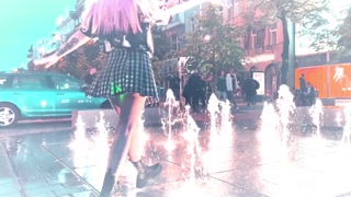 Hot girl walks with RGB buttplug amongst people / EXTRA SPICY