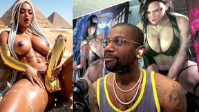 beautiful egyptian transgender with a hard gold girl cock cumming near the pyramids, ai generated