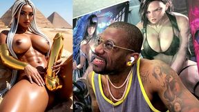beautiful egyptian transgender with a hard gold girl cock cumming near the pyramids, ai generated