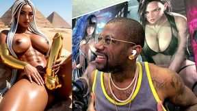 beautiful egyptian transgender with a hard gold girl cock cumming near the pyramids, ai generated