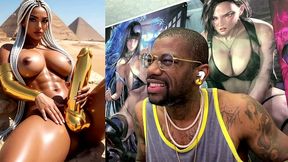 beautiful egyptian transgender with a hard gold girl cock cumming near the pyramids, ai generated