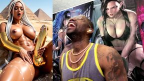 beautiful egyptian transgender with a hard gold girl cock cumming near the pyramids, ai generated