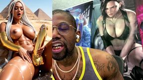 beautiful egyptian transgender with a hard gold girl cock cumming near the pyramids, ai generated