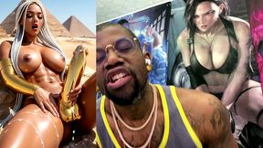 beautiful egyptian transgender with a hard gold girl cock cumming near the pyramids, ai generated