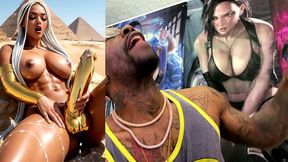 beautiful egyptian transgender with a hard gold girl cock cumming near the pyramids, ai generated