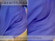 Bruno Jox, the handsome Latino twink, pissing in front of his fans