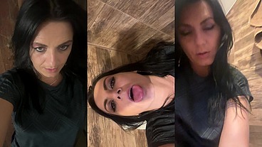 Beautiful MilfyCalla with hungry pussy pee in the toilet, pissing close up 182