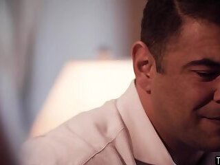 Trans woman Emma Rose rides the cock of her husband in the couch