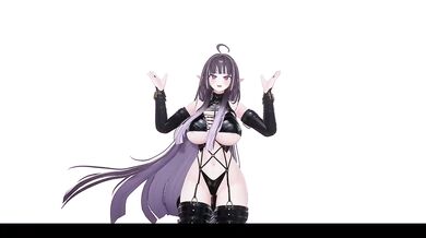 Elf VTuber strips in raw hentai MMD cosplay