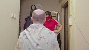 Femdom Hairdresser BarberShop Shaved Bald Beard Domination 6