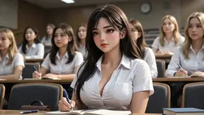 Hot college student seduces her professor after hours in steamy desk scene