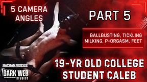 19-Year Old College Twink Caleb Gets No Mercy Tickled, Ballbusted, and Post Orgasm Milked (Part 5)