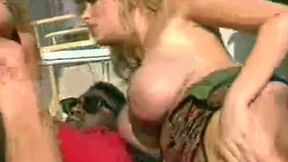 Insane classic interracial threesome with insatiable busty babes