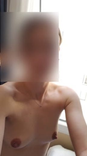 Quick flashing in the window of the hotel in Paris. Naked exhibition of my small in the middle of the day